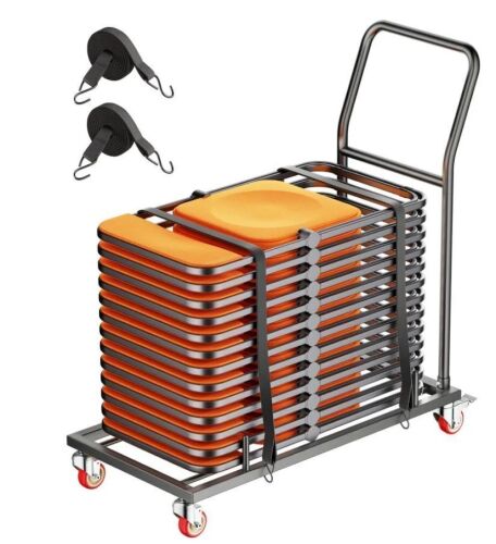 VEVOR L-shape Horizontal Placement Folding Chair Cart for 25 Chairs, 300 LBS Capacity