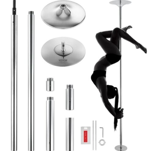 VEVOR Spinning Static Dancing Pole Kit, 45mm Heavy-Duty Stainless Steel Pole, Height Adjustable 88-108 inch