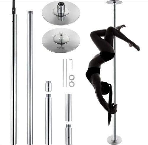 VEVOR Spinning Static Dancing Pole Kit, 45mm Heavy-Duty Stainless Steel Pole, Height Adjustable 82-108 inch
