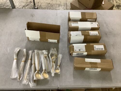 Lot of (6) Gold Flatware Sets, 60pc