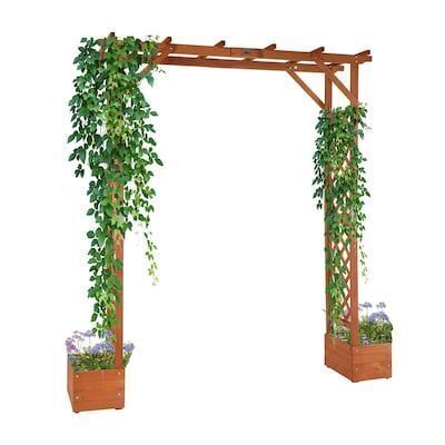 VINGLI 21.6W x 86.6H Wooden Arbor Garden Arch with Planter
