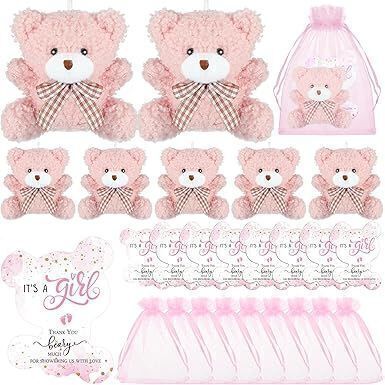 Mini Bear Baby Shower Party Favors, Girl, 100ct