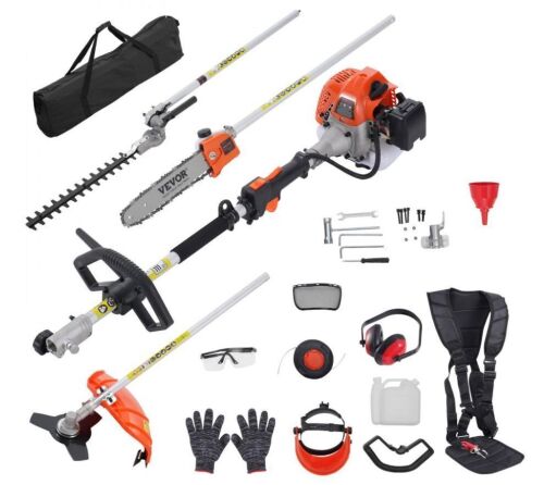 VEVOR 26CC 5-in-1 Multi-Functional Trimming Tools, Gas Hedge Trimmer, Weed Eater, String Trimmer, Edger, Pole Saw Chainsaw Pruner with Extension Pole