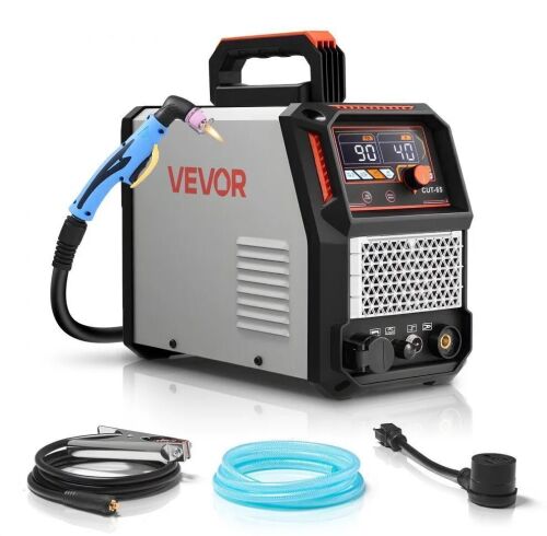 VEVOR 65A Non-Touch Pilot Arc Plasma Cutting Machine, 110V/220V Dual Voltage Digital Display IGBT Inverter - with 2T/4T Function & Adjustable PA/PT Time