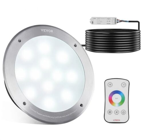 VEVOR 12V LED Pool Illumination, 10 Inch 40W, RGBW Hue Shift for Inground Pools & Spas, Includes 100 FT Cord & Remote, Suits 10 in Wet Niches, IP68