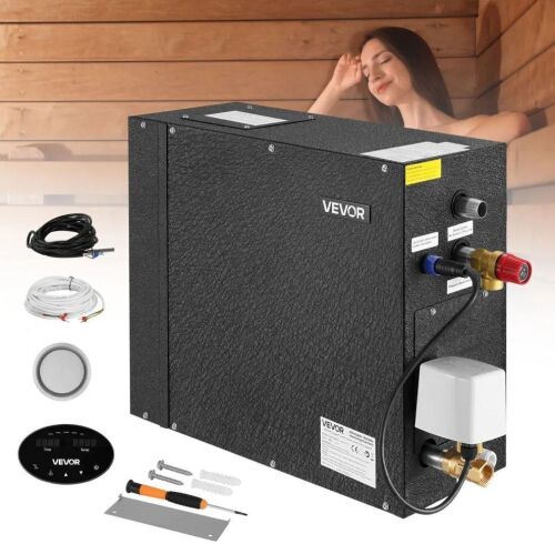 VEVOR 7.5 kW Steam Generator with Controller, Commercial Auto Drain Kit with Overheat, Dry-Run & Overpressure Protection, 10 Min to 24h Efficient, Black