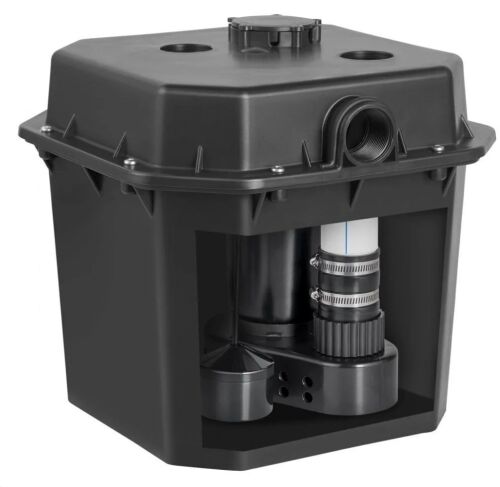 VEVOR Utility Sink Pump, 1/3 HP, 120-Volt, 2900 GPH Flow, 25 ft Head, Under-Sink Sump Pump System with 6 Gallon Basin, Automatic Utility/Laundry Sink Pump, Drain Pump with 1-1/2" NPT Outlet, Black