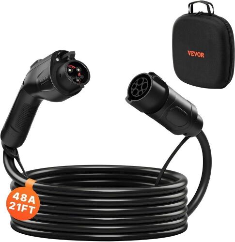 VEVOR EV Charger Extension Cable, 48Amp 21 ft J1772 Extension Cord Compatible with 120V-240V SAE J1772 Electric Vehicle Chargers, Level 1/Level 2 IP66