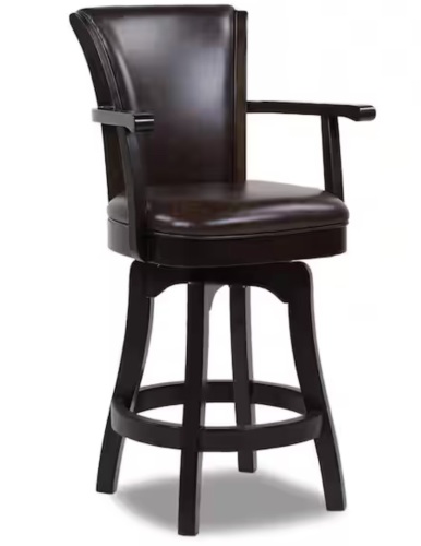 Jennifer Taylor Williams 27 in. Brown Faux Leather Modern High Back Swivel Kitchen Counter Height Bar Stool with Armrests and Wood Frame