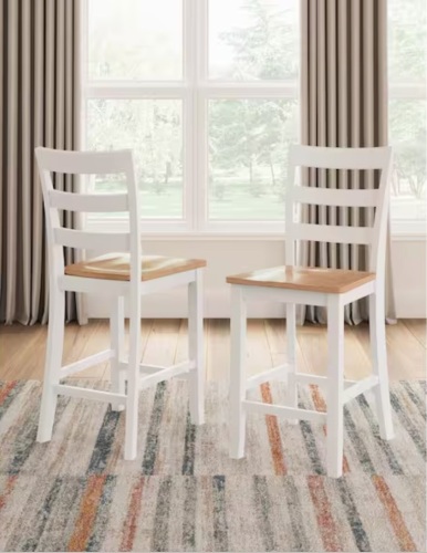 Set of (2) Signature Design by Ashley Gesthaven White / Light Brown Wood Counter Height Bar Stool