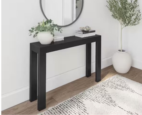 Plank+Beam Modern 46 in. Black Rectangle Wood Console Table