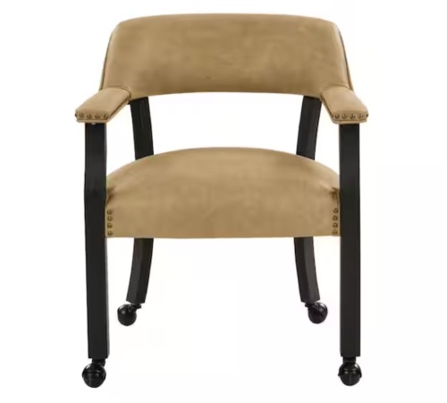 Steve Silver Rylie Sand and Black Upholstered Arm Chair with Casters