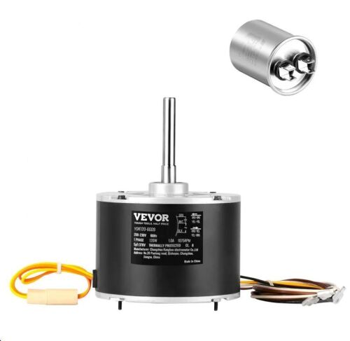 VEVOR 1/6 HP 208-230V Condenser Fan Motor 1075RPM, Reversible Rotating, Explosion-proof CBB65 5μF/370V Capacitor