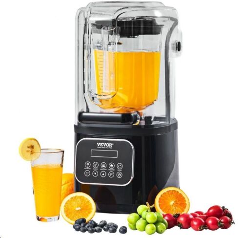 VEVOR Countertop Blender with Shield, 68 oz Plastic Jar, Stainless Steel 9 Speed & 5 Functions