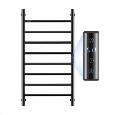 VEVOR 120V Wall Mounted 8 Bars Towel Warmer Rack with Timer & LED Display Screen, 5 Levels Adjustable Temperature