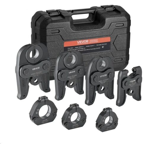 VEVOR 7PCS VMP Pressing Kit 1/2" to 2" - 3PCS Press Jaws, 3PCS Press Rings, 1PCS Actuator - Compatible with Megapress Carbon Steel Pipes, Work with 32KN Standard Press Tools