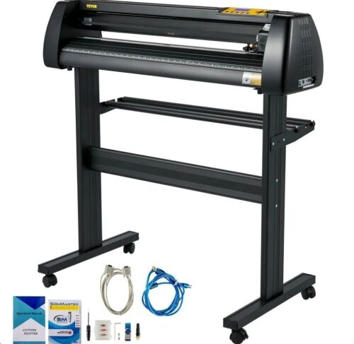 VEVOR Vinyl Cutter Machine, 34 Inch Paper Feed Cutting Plotter Bundle Adjustable Force & Speed Vinyl Printer, LCD Display Windows Compatible Sign Making kit with Signmaster Software
