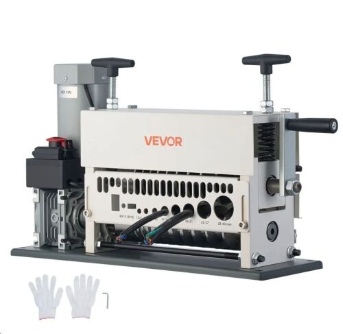 VEVOR Electric Wire Stripper Machine, 0.06-1.57 in, 11 Channel, 370W, Manual Hand Crank Mode, Emergency Stop Button