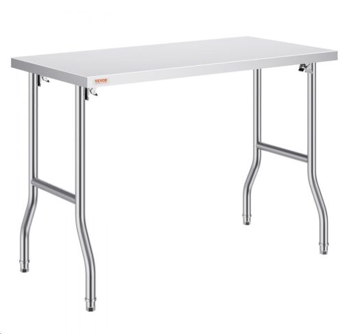 VEVOR Heavy-duty Stainless Steel Folding Commercial Prep Table, 48 x 24 Inch, 300lb Capacity