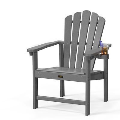 VINGLI Plastic Folding Adirondack Chair with Cup Holder, 380lb Weight Capacity