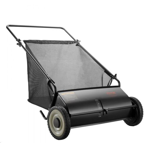 VEVOR Push Lawn Sweeper, 26-inch Leaf & Grass Collector, 7 cu. ft. Mesh Collection Hopper Bag, 4 Spinning Brushes