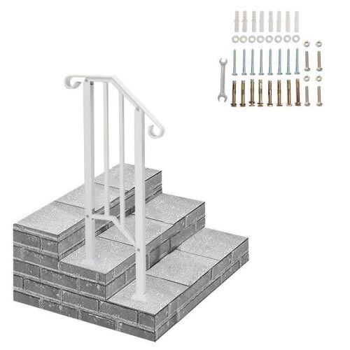 Wrought Iron Handrail for Stairs Outdoor Fits 1 or 2 Steps