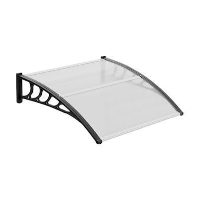 VINGLI 40-in W x 40-in D x 10-in H Polycarbonate Clear Board and Black Bracket Patio Door Awning
