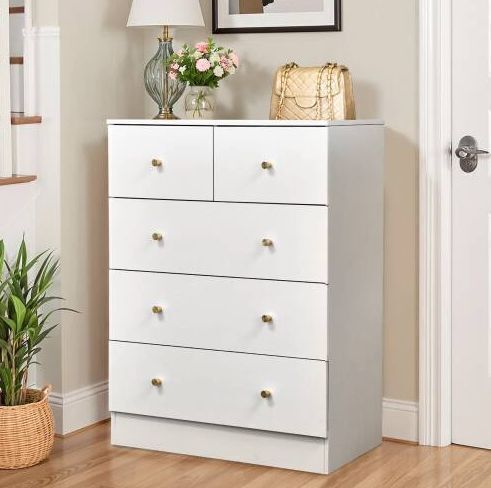 Modern Wood 5 Drawer Dresser