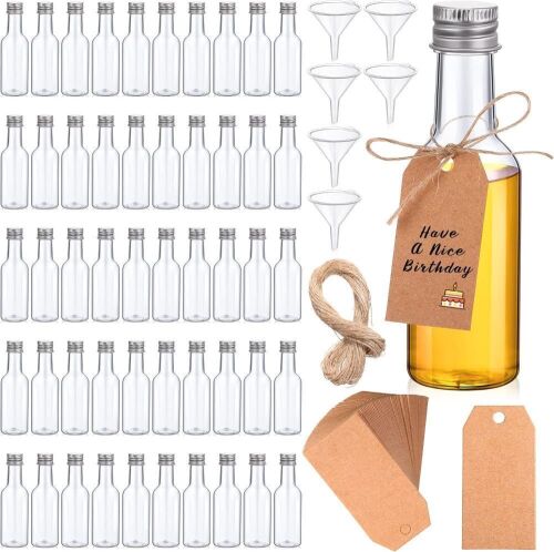 100 Pcs Mini Plastic Liquor Bottles, 1.7oz