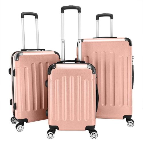 3-Piece Hardshell Carry-On Luggage Set, Rose Gold