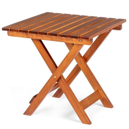 18" Wooden Outdoor Square Foldable Side Table