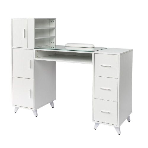 Omysalon MTD Nail Manicure Table w/Glass Top & Wrist Rest