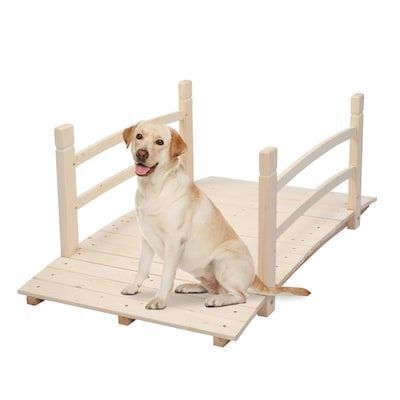 VINGLI 4FT Arch Walkway Wooden Bridge with Safety Rails