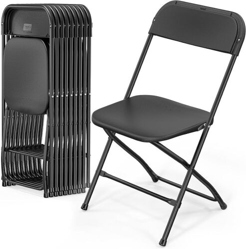 VINGLI 10 Pack Black Plastic Folding Chairs