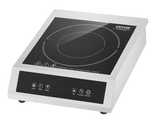 VEVOR 1800W Commercial Induction Burner with 9 Temperature Settings, 3H Timer, Child Lock