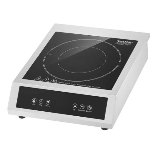 VEVOR 1800W Commercial Induction Burner with 9 Temperature Settings, 3H Timer, Child Lock