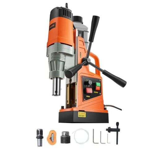 VEVOR Magnetic Drill, 1550W Motor 2 in Boring Diameter, 2922 lbf Portable Electric Mag Drill Press, 0-500 RPM Variable Speed