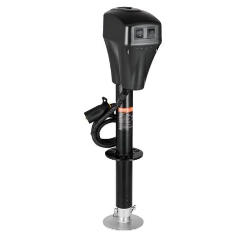 VEVOR Heavy Duty RV Electric Power Tongue Jack with 7-pin Connector, 5000 lbs, Manual Crank Handle & Weatherproof Jack Cover, 10"-28.3" Lift - Light Damage to Plastic Cover