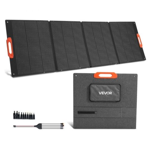 VEVOR 300W Foldable Monocrystalline Solar Panel, MC4 Output & 10-in-1 DC Adapters, IP67 Waterproof