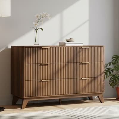 47 inch Double Row 6 Drawer Grid Chest Dresser