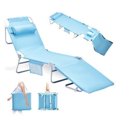 VINGLI 475lbs Beach Lounge Chair with Face Hole