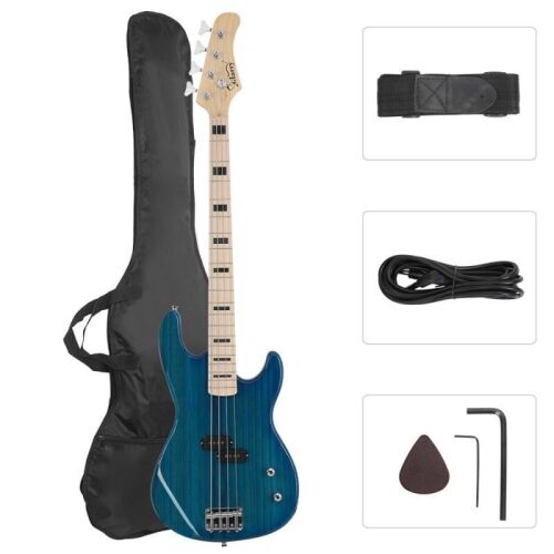 Glarry GP PRO Electric Bass Guitar NO Pickguard Blue