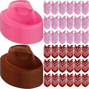 Felt Cowboy Hat and Paisley Bandana Kids Party Favors, 72pc