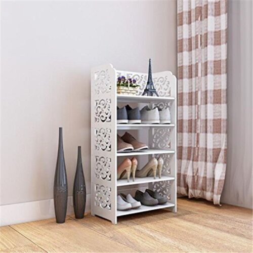 5 Tier Wood Plastic Entryway Shoe Rack