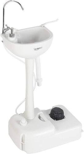 VINGLI Portable Sink Rolling Hand Wash Basin Stand with Towel Holder & Soap Dispenser