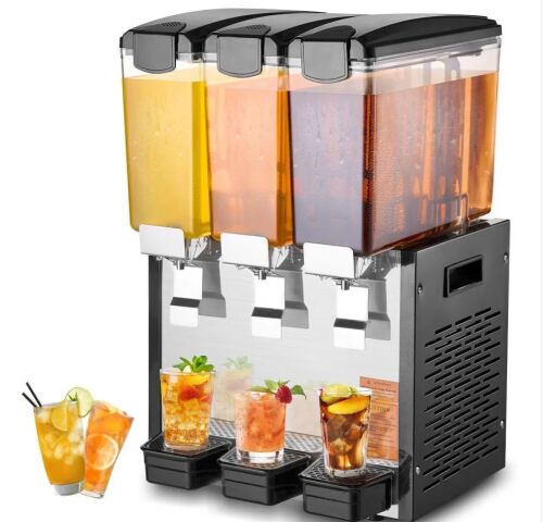 VEVOR Commercial Beverage Dispenser, 3 Tanks 10.6 QT Per Tank, 440W, 45°F-54°F Cooling Temperature