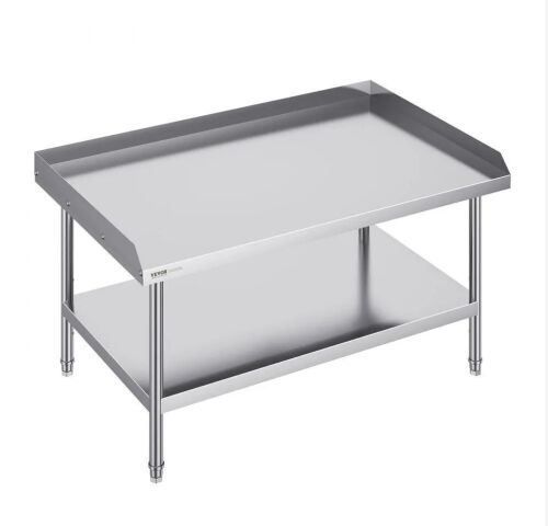 VEVOR Stainless Steel 30 x 48 x 26 Inch Commercial Food Prep Worktable, 3-Sided Backsplash