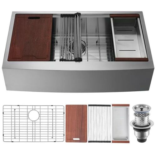 VEVOR Stainless Steel Drop-In Farmhouse Kitchen Sink, 36 inch