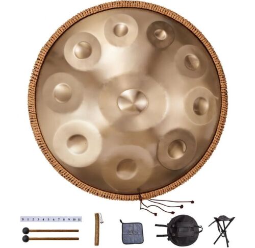 VEVOR D Minor Handpan Drum, 22 in & 10 Notes, 432Hz, Handpan Stand & Carry Bag