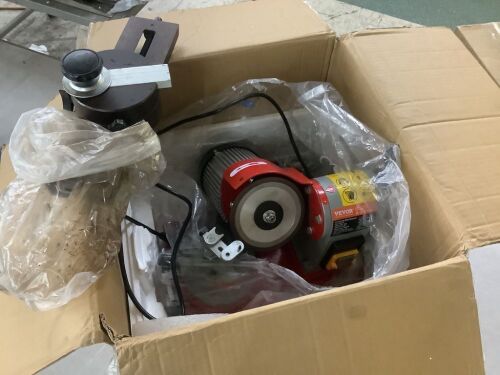 VEVOR Circular Saw Blade Sharpener, 370W 3600RPM Rotary Angle Mill Grinder, 6 Saw Centerings, 5-inch Grinding Wheel for Carbide Tipped Saw Blades